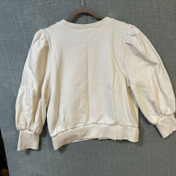 LOFT Cream Puff Sleeve Sweatshirt Romantic Cottagecore Statement Sleeve Pullover - Picture 12 of 12